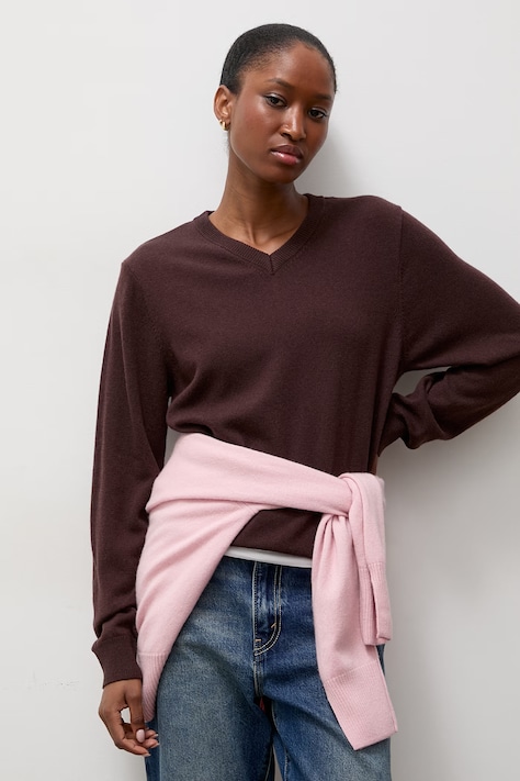 Answear.LAB sweter damski z wełny merino brązowy