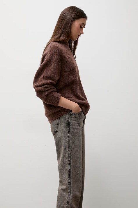 Answear.LAB Sweter damski z wełną brązowy