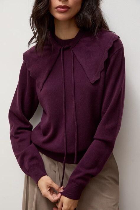Answear.LAB Pulover za žene od merino vune bordo