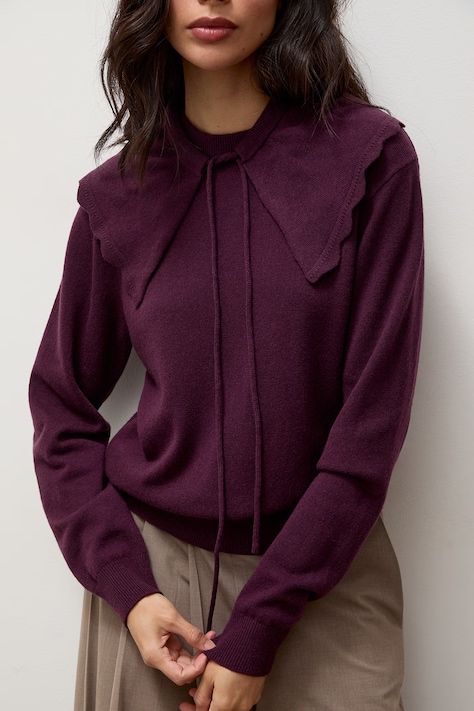 Answear.LAB Pulover za žene od merino vune bordo