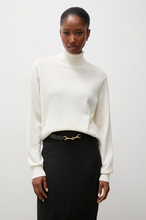 Answear.LAB Sweter damski z wełny merino beżowy