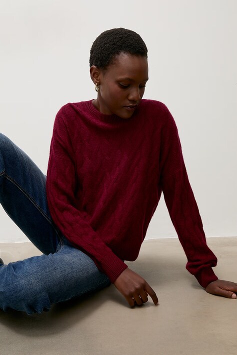 Answear.LAB Sweter damski kaszmirowy bordowy
