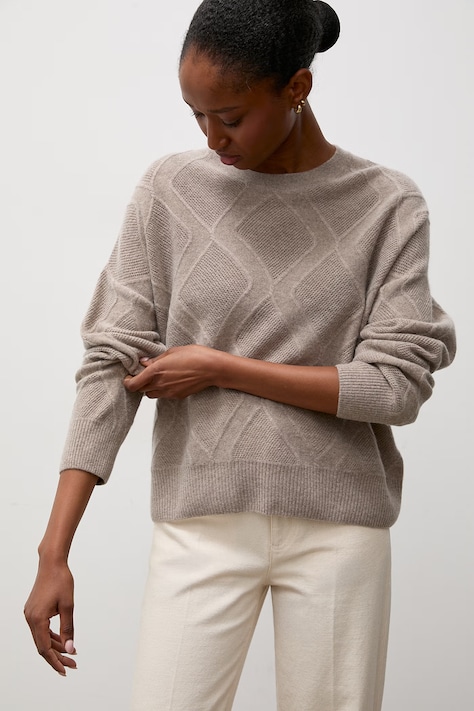 Answear.LAB Sweter damski wełniany beżowy