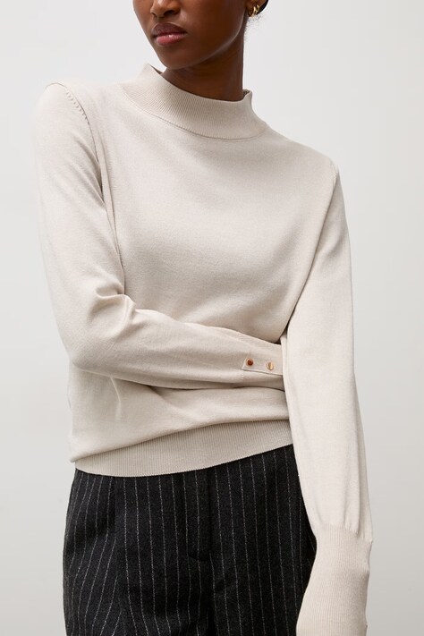 Answear.LAB Sweter damski z dodatkiem wełny beżowy