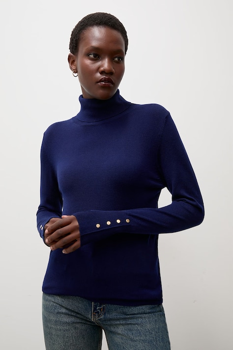 Answear.LAB Sweter damski z dodatkiem wełny granatowy