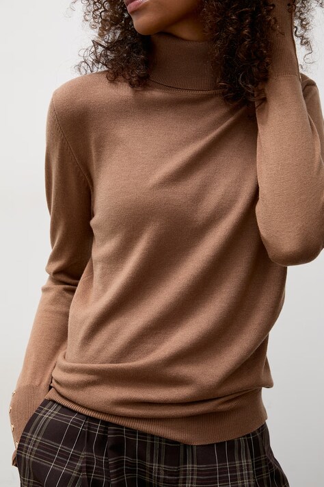 Answear.LAB Sweter damski z dodatkiem wełny brązowy