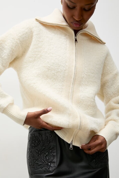 Answear.LAB Sweter rozpinany damski wełniany beżowy