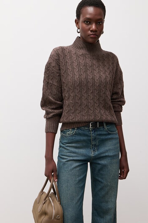 Answear.LAB Sweter damski z wełną brązowy