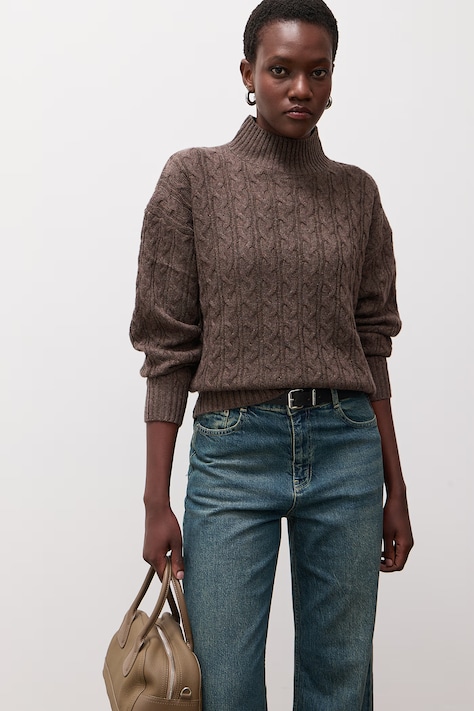 Answear.LAB Sweter damski z wełną brązowy