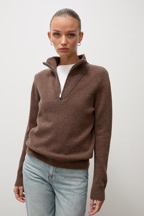 Answear.LAB Sweter damski z wełną brązowy