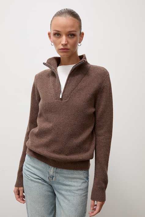 Answear.LAB Sweter damski z wełną brązowy