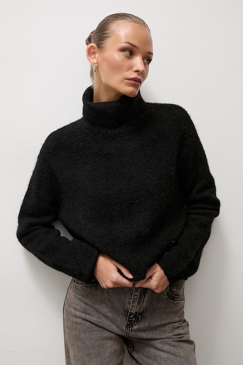 Answear.LAB Sweter damski z dodatkiem wełny czarny
