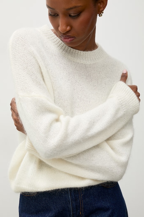 Answear.LAB sweter damski z dodatkiem wełny biały