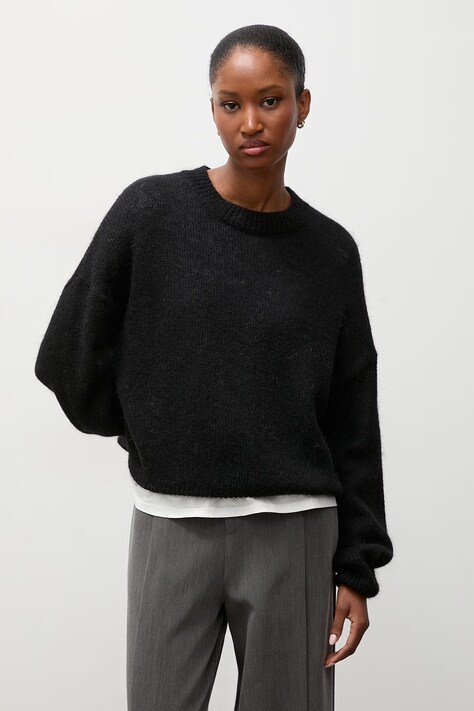 Answear.LAB Sweter damski z dodatkiem wełny czarny