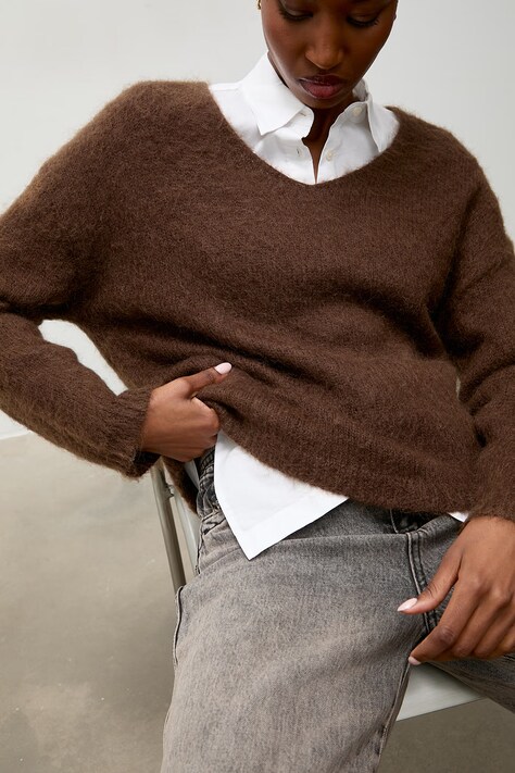 Answear.LAB Sweter damski z dodatkiem wełny brązowy