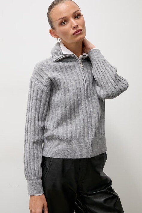 Answear.LAB Sweter rozpinany damski z wiskozą szary