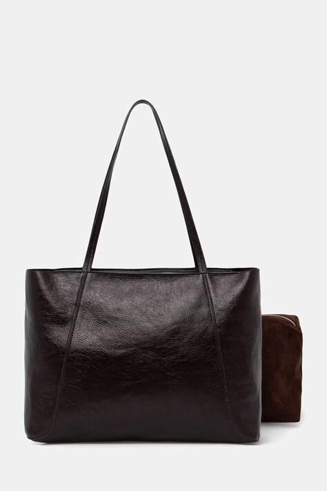 Answear.LAB Torebka shopper damska z imitacji skóry brązowa