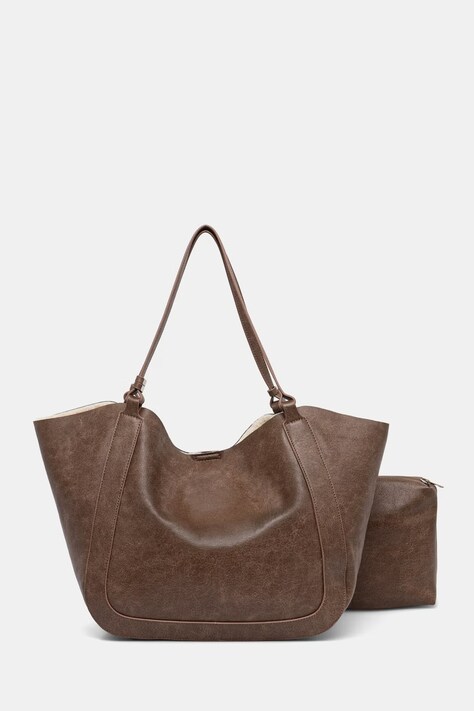 Answear.LAB Torebka shopper damska z imitacji skóry brązowa