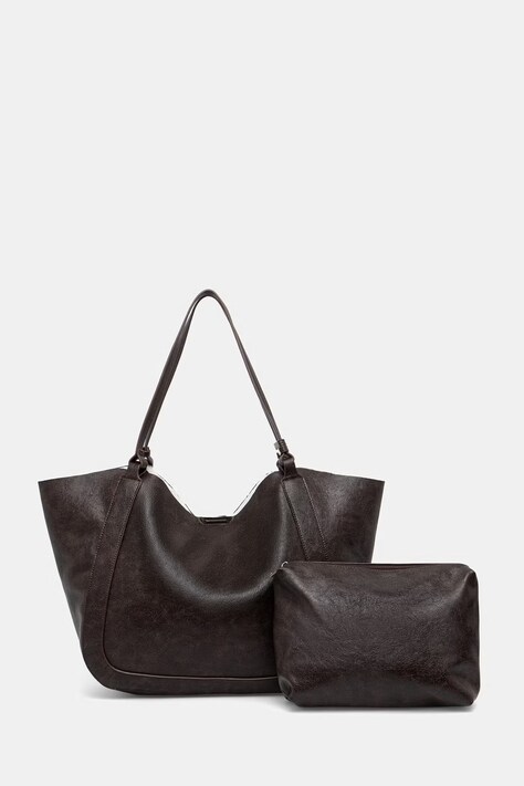 Answear.LAB Torebka shopper damska z imitacji skóry brązowa