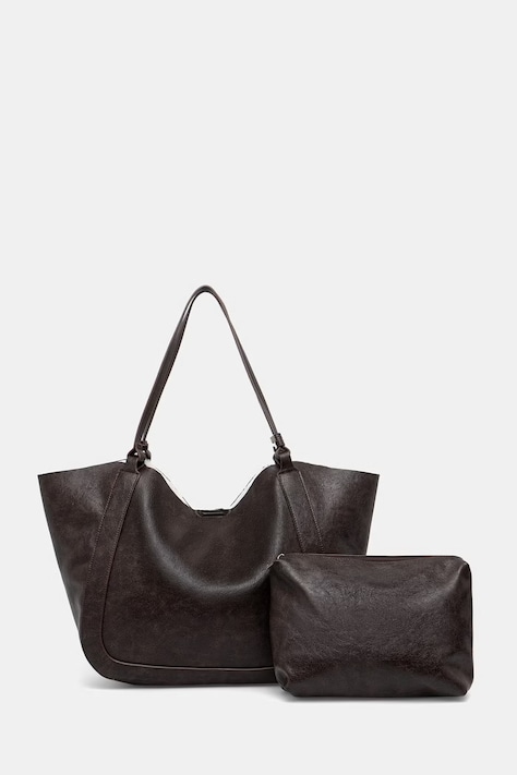 Answear.LAB Torebka shopper damska z imitacji skóry brązowa