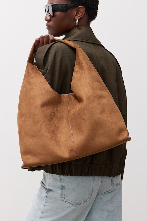 Answear.LAB Geantă shopper pentru femei, cu imitație de piele întoarsă maro