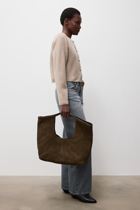 Answear.LAB Geantă shopper pentru femei, cu imitație de piele întoarsă verde