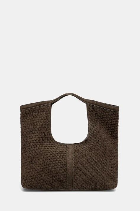 Answear.LAB Torebka shopper damska z imitacji zamszu zielona