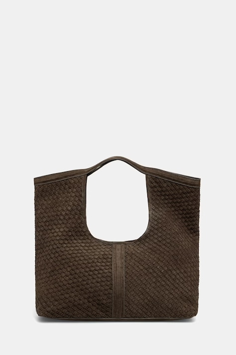 Answear.LAB Torebka shopper damska z imitacji zamszu zielona