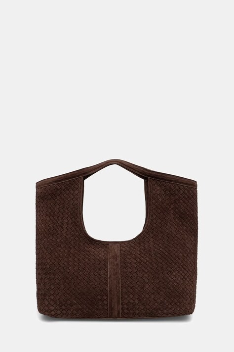Answear.LAB Torebka shopper damska z imitacji zamszu brązowa