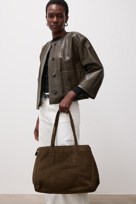 Answear.LAB Shopper γυναικεία από απομίμηση σουέτ πράσινη