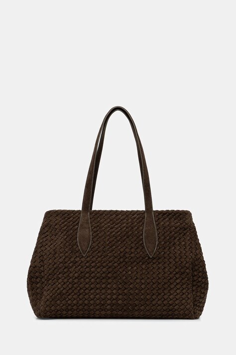 Answear.LAB Torebka shopper damska z imitacji zamszu zielona