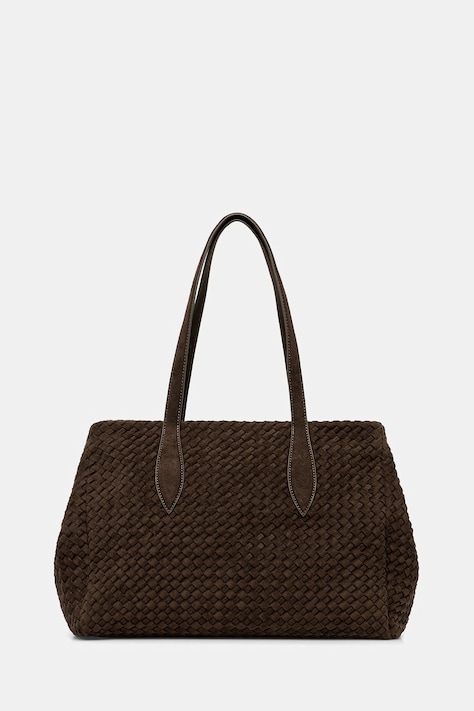 Answear.LAB Torebka shopper damska z imitacji zamszu zielona