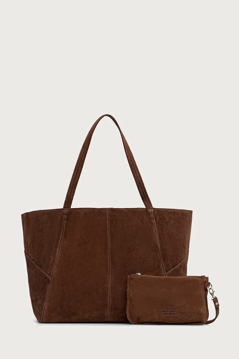 Answear.LAB Torebka shopper damska zamszowa brązowa