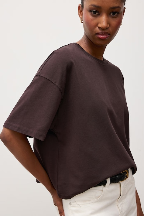 Answear.LAB T-shirt damski bawełniany brązowy