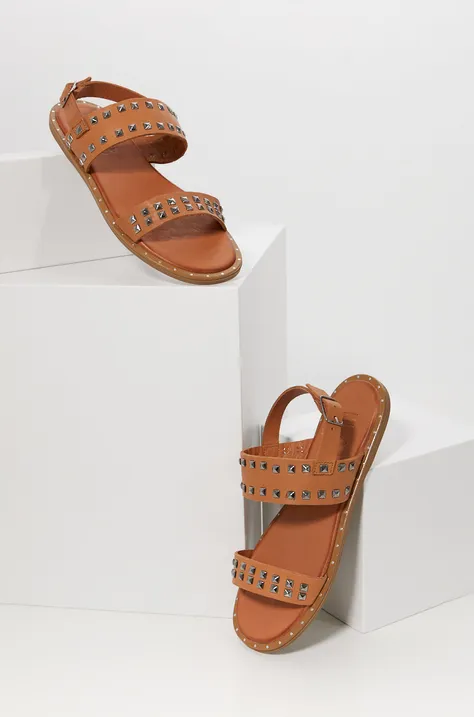 Answear Lab sandały skórzane damskie kolor brązowy