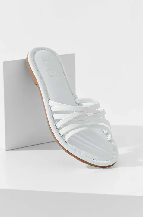 Δερμάτινες παντόφλες Answear Lab X limited collection BE SHERO γυναικεία, χρώμα: άσπρο