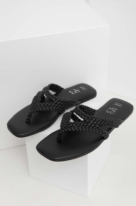Кожаные вьетнамки Answear.LAB женские цвет чёрный на плоском ходу