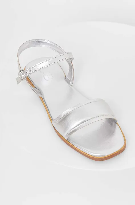 Answear Lab sandały skórzane damskie kolor srebrny