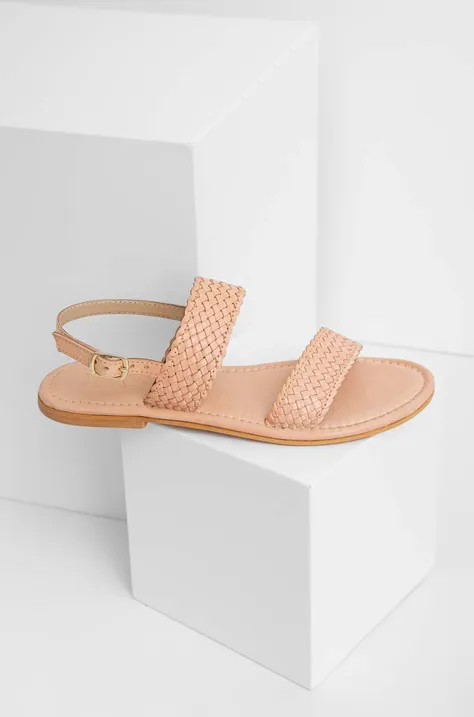 Kožne sandale Answear Lab za žene, boja: bež