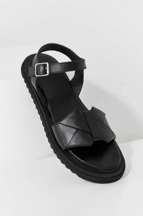 Usnjeni sandali Answear Lab ženski, črna barva