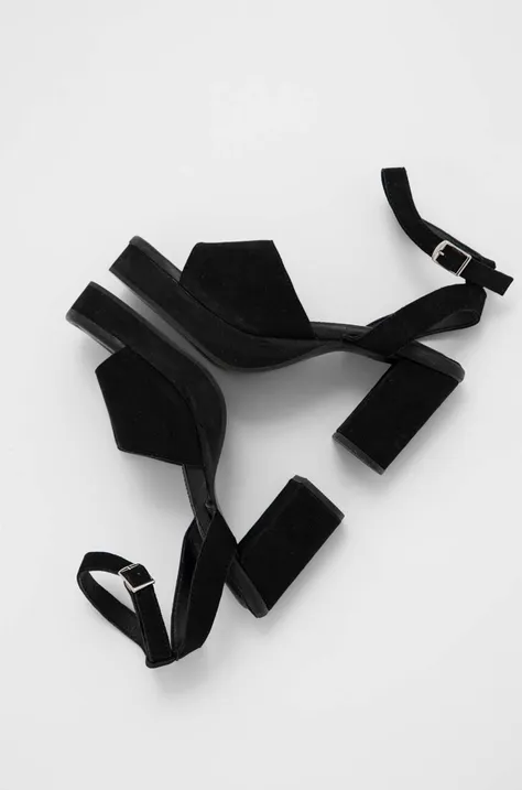 Sandali iz semiša Answear Lab črna barva