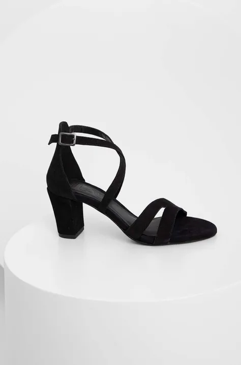 Semišové sandály Answear Lab černá barva