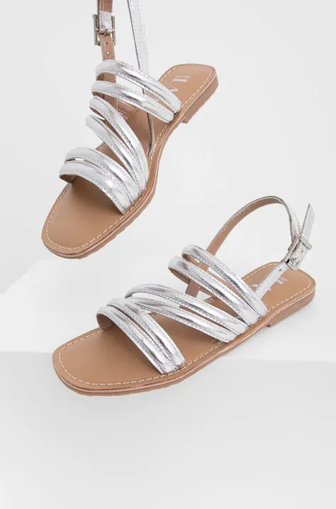 Usnjeni sandali Answear Lab ženski, srebrna barva