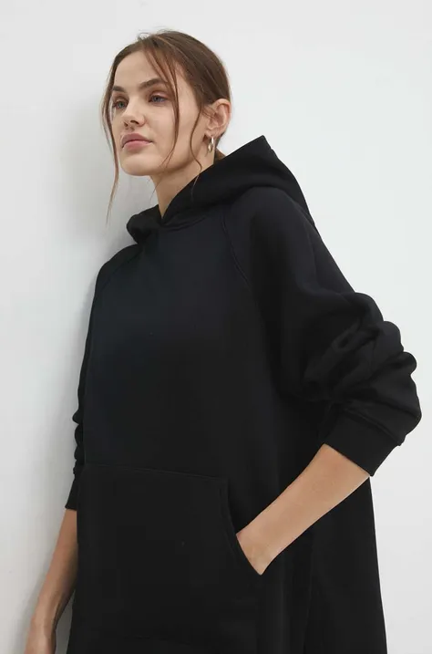 Кофта Answear Lab женская цвет чёрный с капюшоном однотонная