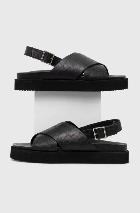 Kožené sandály Answear Lab dámské, černá barva, na platformě