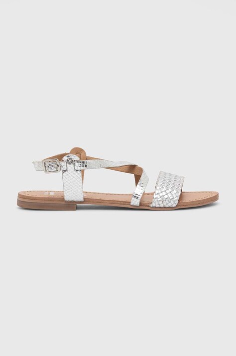 Answear Lab sandale de piele femei, culoarea argintiu