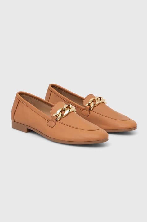 Answear Lab mocasini de piele femei, culoarea maro, cu toc plat
