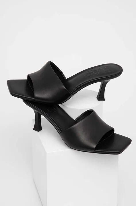 Kožené pantofle Answear Lab dámské, černá barva, na podpatku
