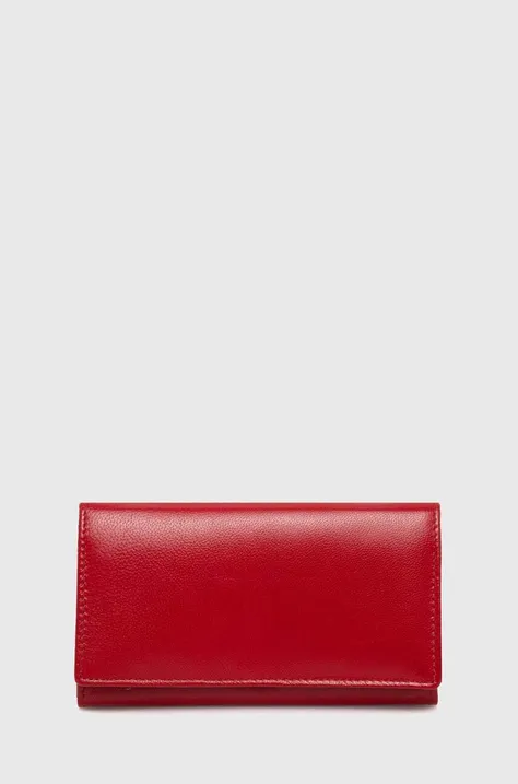 Answear Lab portfel skórzany damski kolor czerwony