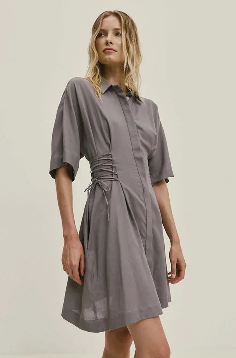 Bavlnené šaty Answear Lab šedá farba, mini, áčkový strih